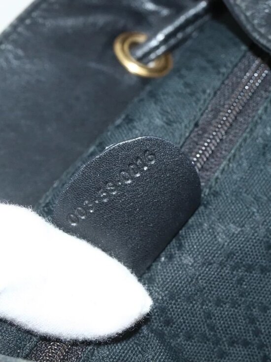 GUCCI Bamboo Backpack Leather Black Gold Auth main image 16